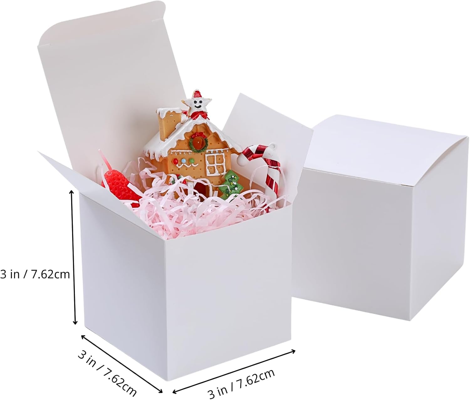 Apprabbr 200 Pack Push-Form Gift Boxes - 3x3x3 Mini Gift Boxes with Lids & Cookie Case for Candy & Candle Packaging - Easy Assembly Cube Boxes for Christmas, Gifts, Crafting, Party Favor - White