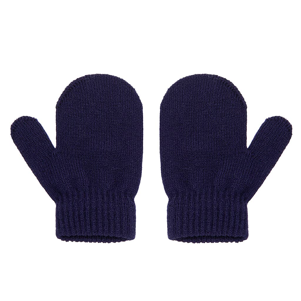 TOPFROP 1 Pair Winter BabyKids Knit Mittens Solid Color Warm Full Finger Gloves