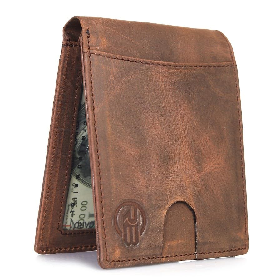 ROSS BROWN Top Grain Leather Wallet for Men | RFID Blocking | Bifold, Extra Capacity with 1 ID Windows | Ultra Strong Stitching | Slim Billfold with 5 Card Slots | Gift for Him3