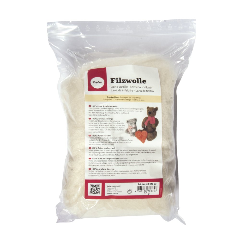 Lana Vergine Rayher Bianca - 50g Per Feltro, Filatura E Lavoretti, 100% Pura Lana Di Pecora Non Trattata - Foto 4