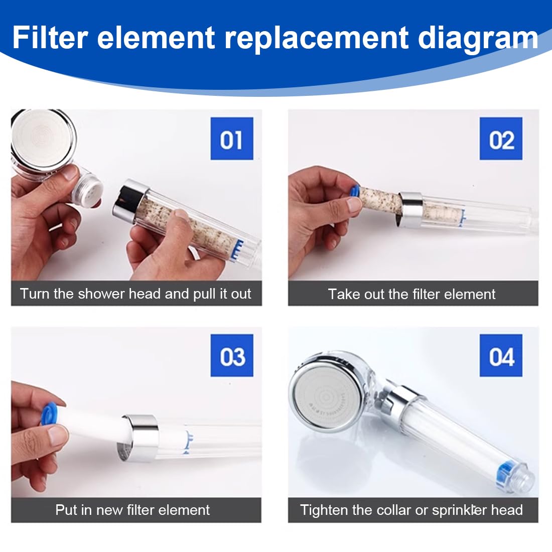 Filtro doccia anticalcare in cotone PP, 9.5x2 cm, Cartuccia sostituibile per acqua, 10 pezzi