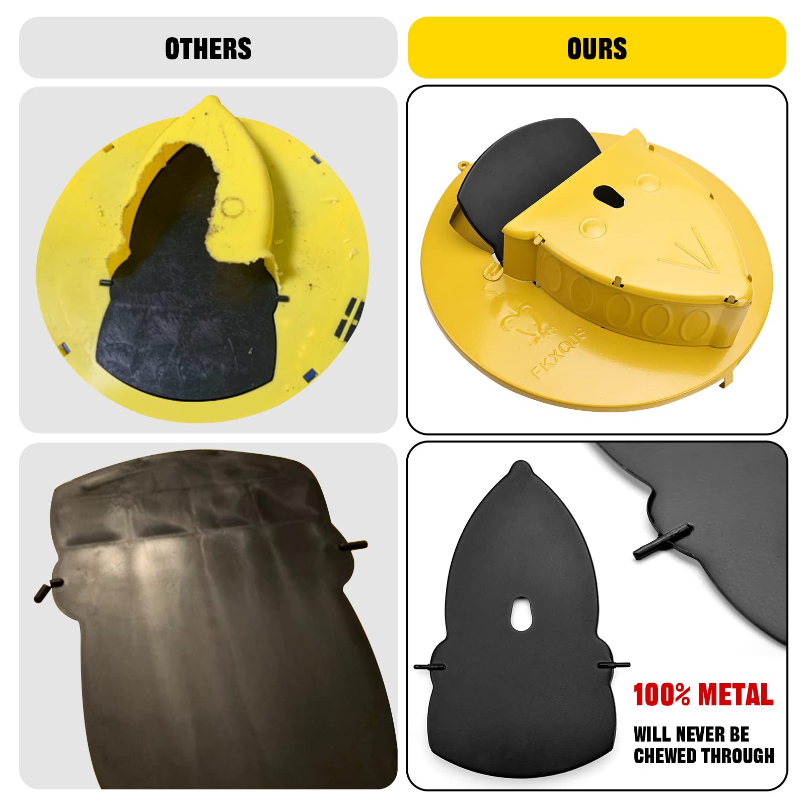 FKXQJS Bucket Lid Mouse Trap, 100% Metal, Humane Rat Traps, Trap Door Style, Anti-Escape, Multi Catch, Auto Reset, Indoor Outdoor, 5 Gallon Bucket Compatible