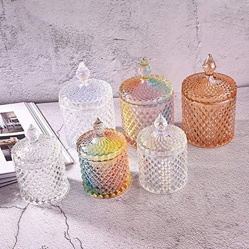 RockTrend Home Decorative Sparkling Candy Jar Candy Dish Candy Buffet Storage Container Clear Crystal Diamond Faceted Jar with Crystal Lid-Large-16 OZ (Sparkling, 16 OZ)-Set of 2 - Thumbnail 5