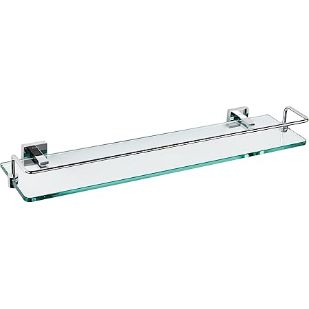 Glass Bathroom Shelf with Chrome Rail – Everything Bathroom