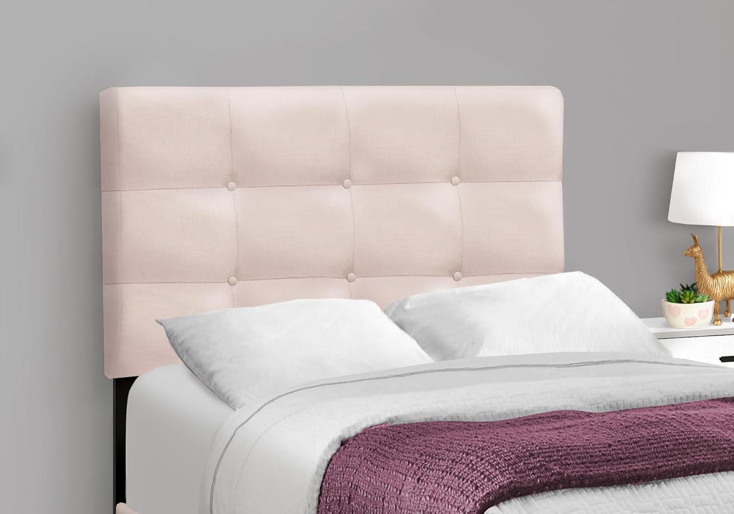 Monarch Specialties I 5916T Bed, Twin Size, Upholstered, Bedroom, Frame Only, Youth, Teen, Juvenile, Pink Velvet