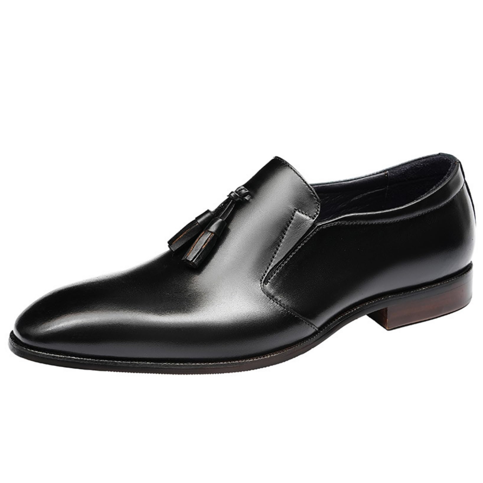 Genérico Zapatos De Vestir para Hombre Punta Fina Estilo Vintage, Mocasines De Charol con Borlas, Zapatos Slip-On Elegantes para Negocios Y Eventos