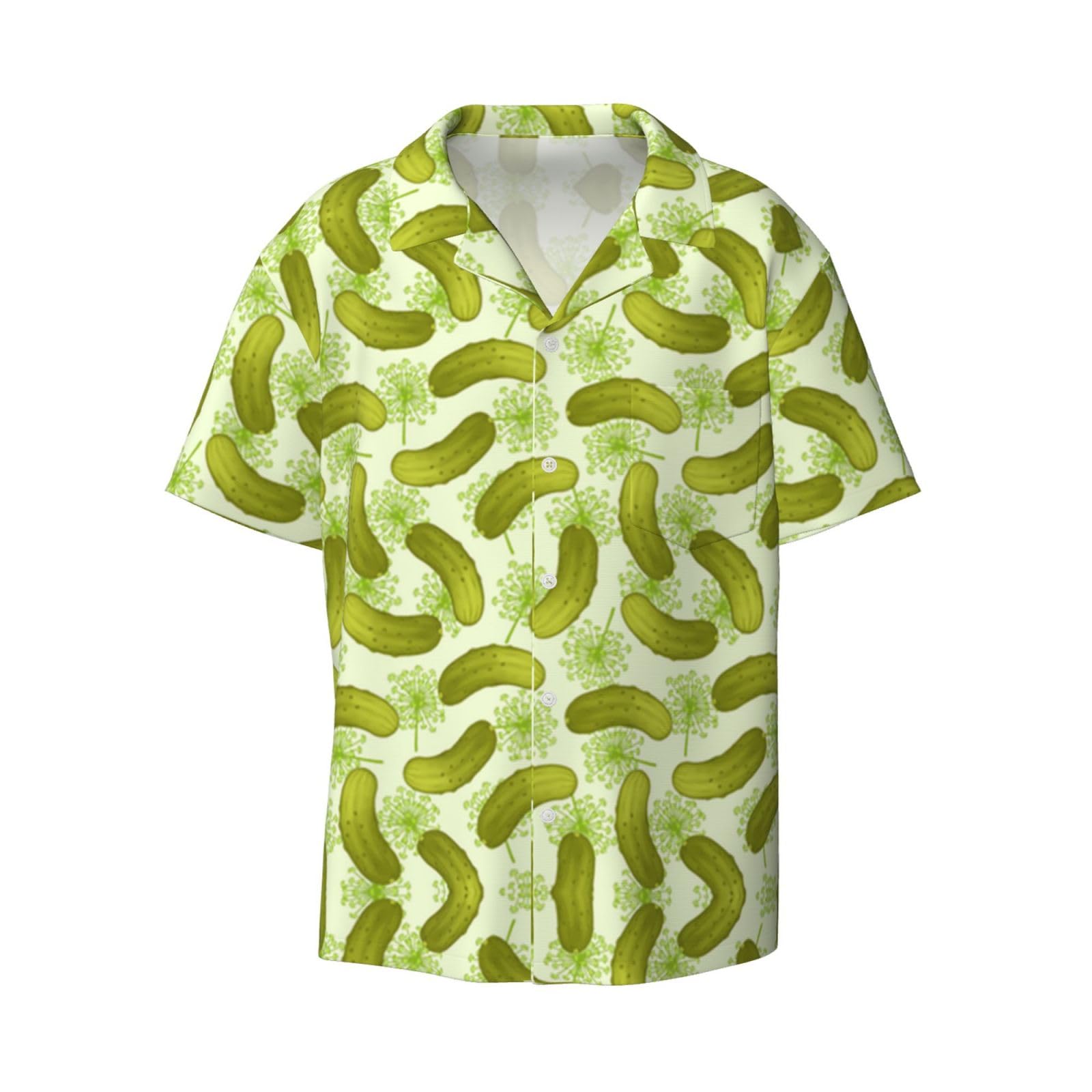 Mltrfgj Men's Sushi Dill Pickles Printed Casual Cuban Neck Short Sleeved Shirt, Soft And Breathable