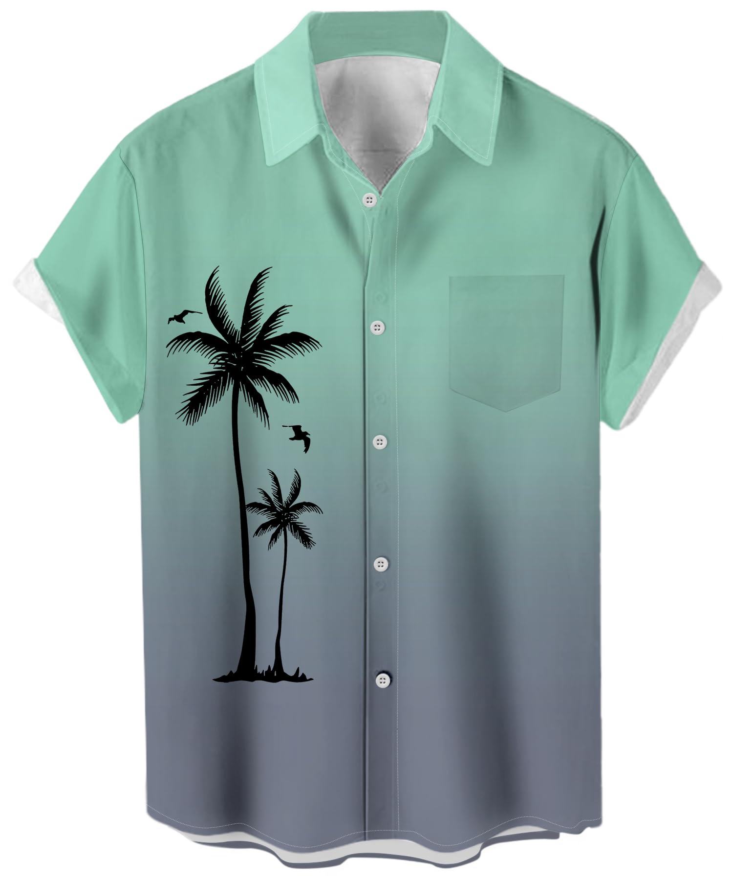 Men's Short Sleeve Button Up Hawaiian Shirt 1950s Vintage Bowling Shirts