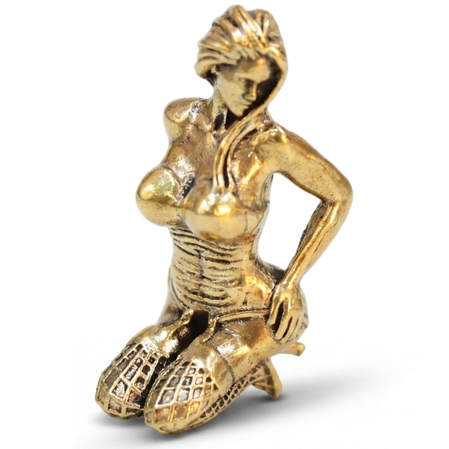 Nassmosse Women's Golden Sexy Figurine Brass Kneeling Statues For Home Decor Classical Artistic Statue Handcrafted Sensual Sculpture For Desk, Shelf