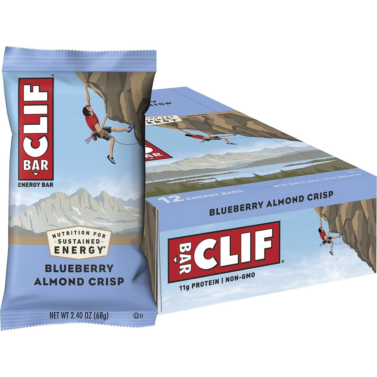 CLIF BARS - Energy Bars - Blueberry Almond Crisp - Made with Organic Oats - Plant Based Food - Vegetarian - Kosher (2.4 Ounce Protein Bars, 24 Count),12 Count (Pack of 2)
