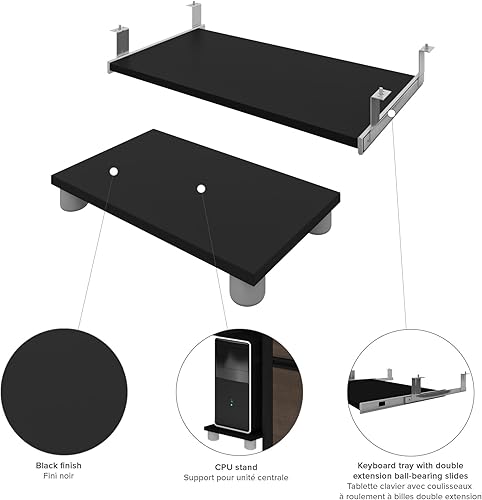 Miniatura 3 de Bestar Connexion - Bandeja para teclado y soporte para CPU, 15 W, color negro