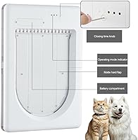 Vista 6 de Puerta inteligente electrónica para mascotas AJKJ, puerta automática para perros con 3 modos, puerta electrónica con sensor de batería con 1 llave