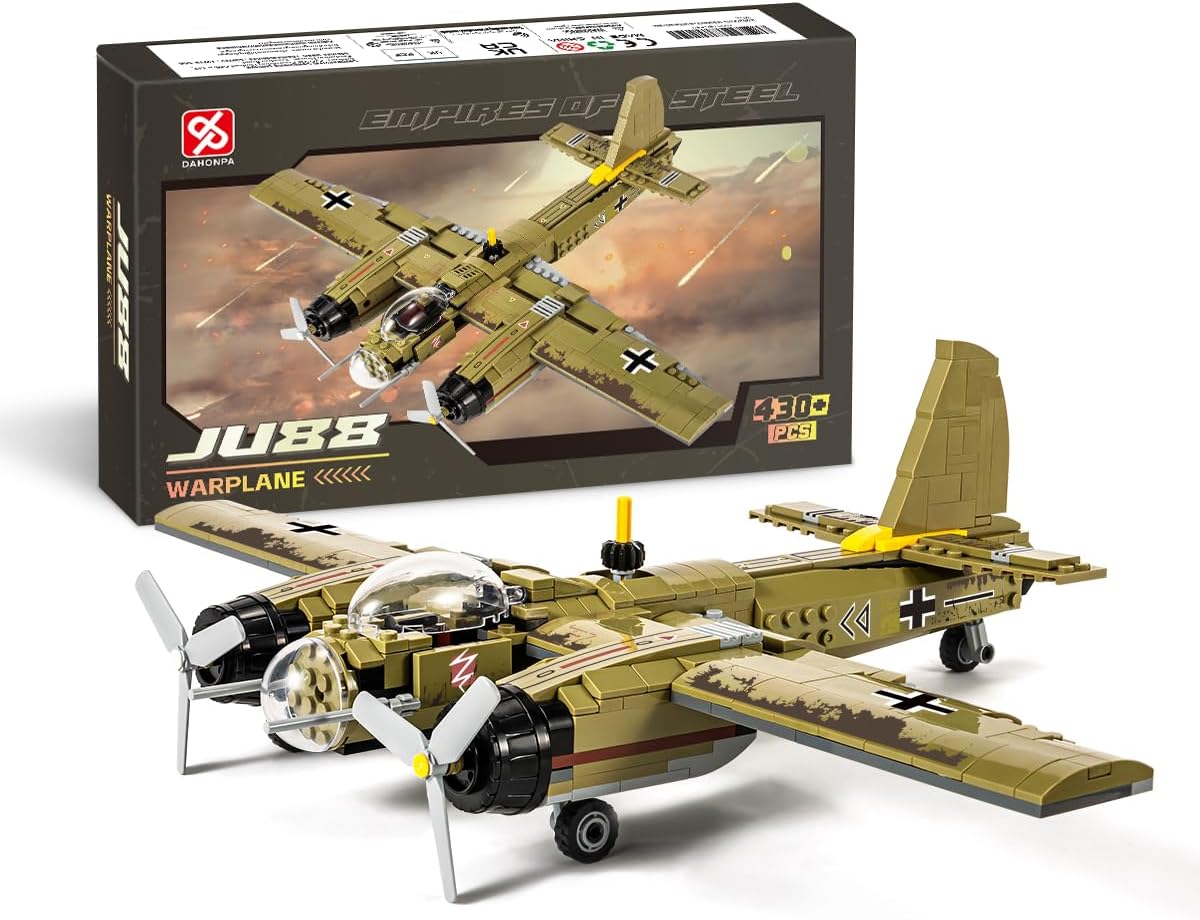 JU88 Bomber Plane Junker Aircraft Building Set [430pcs+] Classic German Fighter Models, Perfect for Holiday Gifts and Military Displays