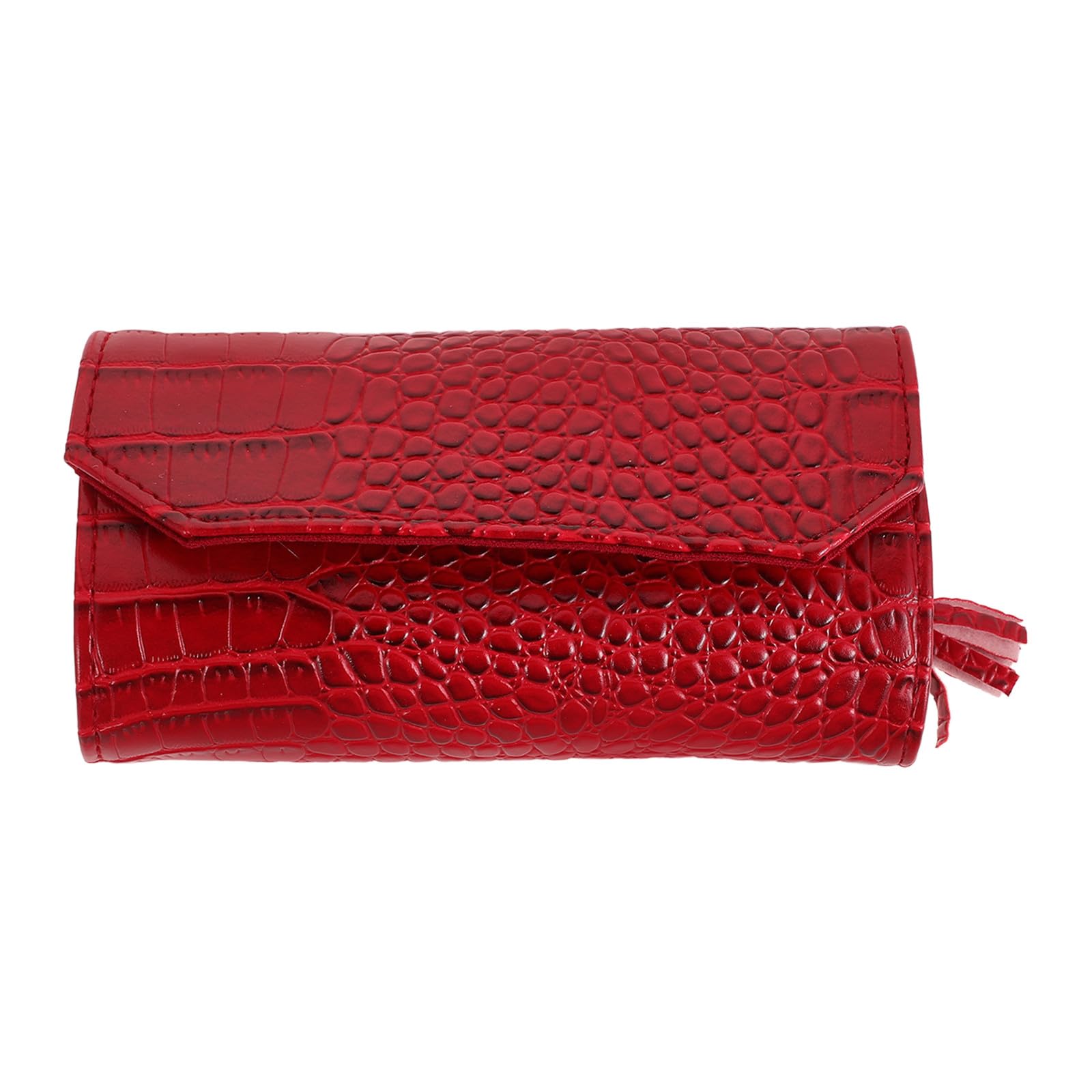 Organizador multifuncional de joyas POPETPOP en cuero PU y tela color rojo