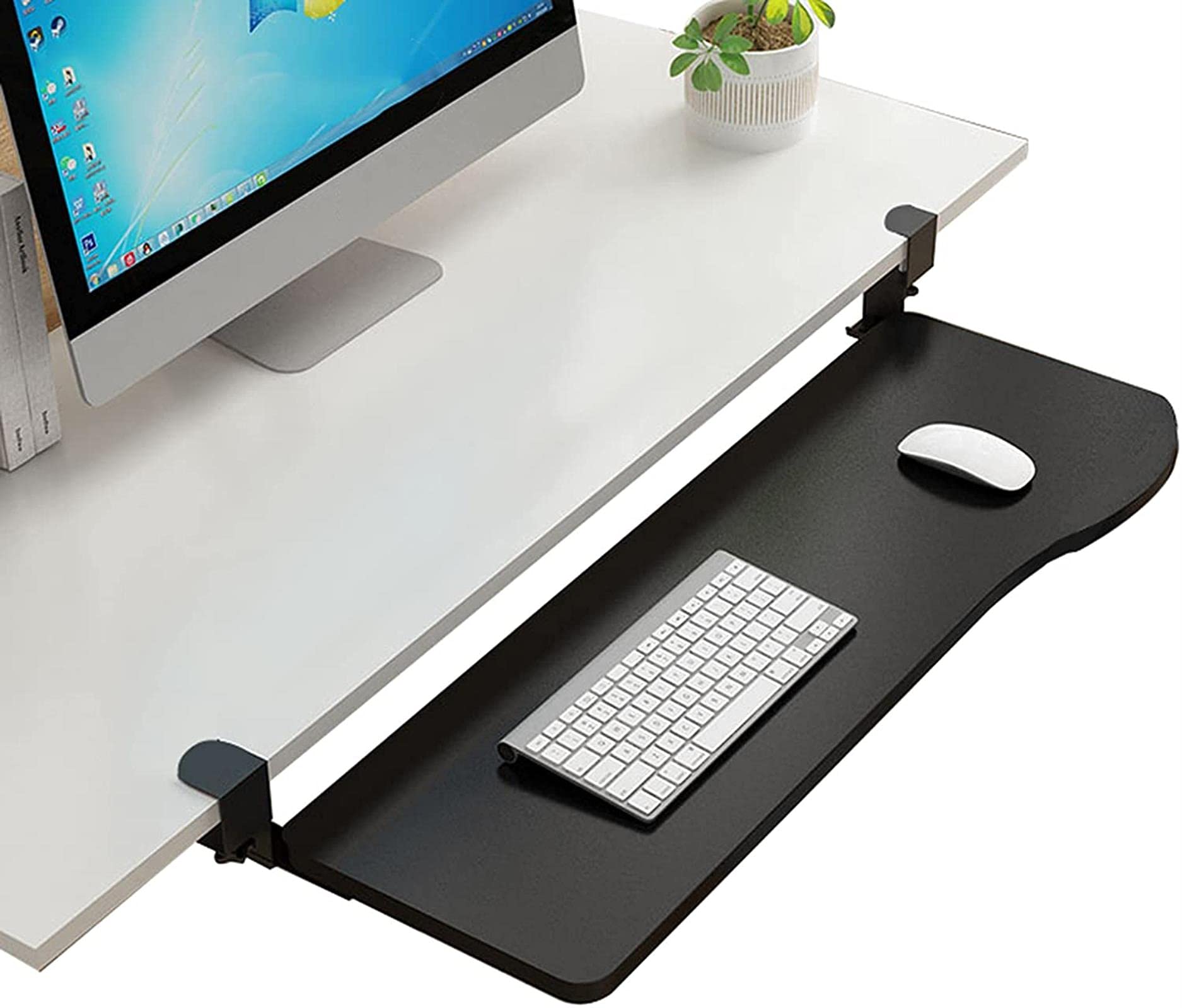 Buy Keyboard Tray Under Desk,Ergonomic Keyboard Drawer,White SlideOut