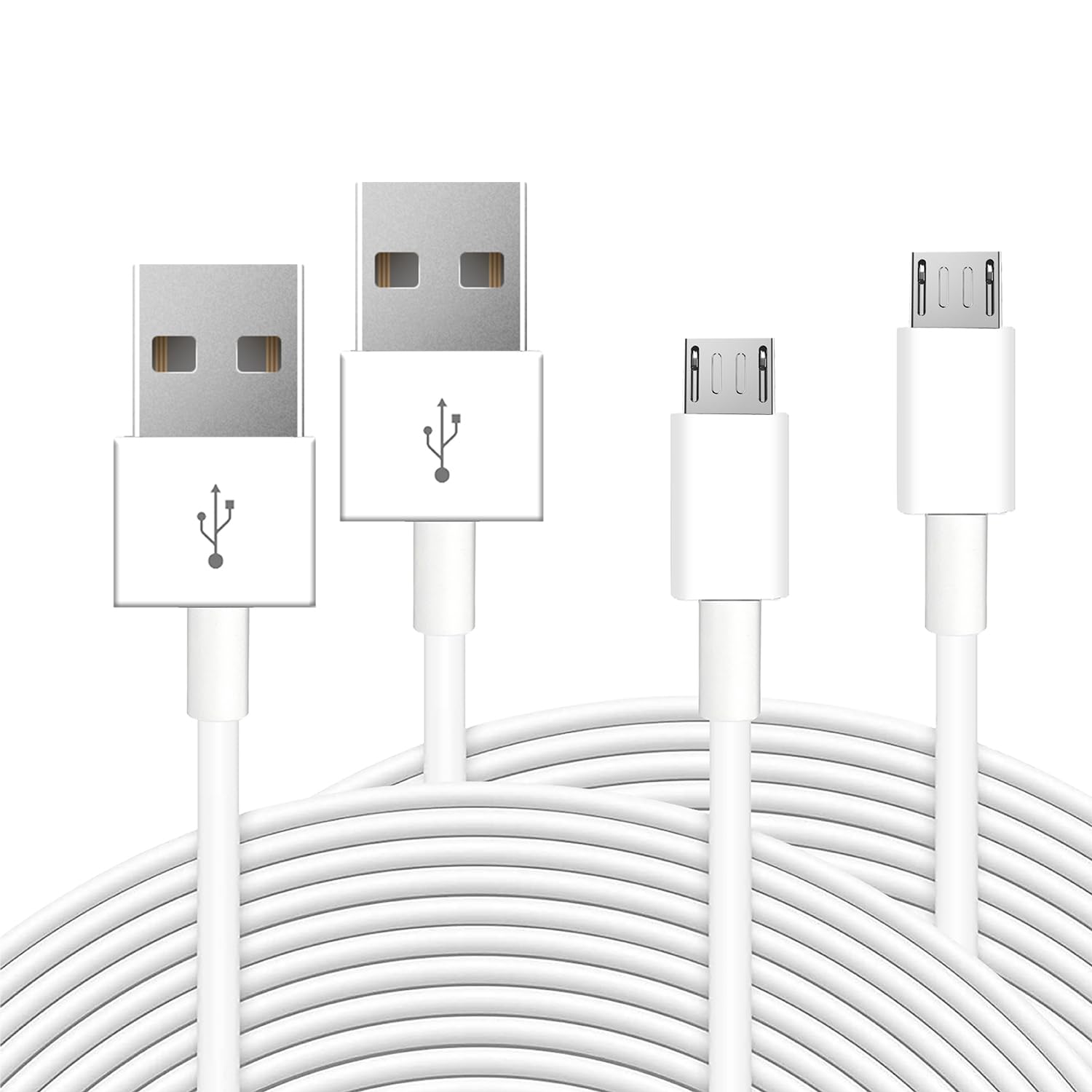 2 Pack 5M 16.4ft Micro USB Cable, Charging and Data Transfer, Micro USB Power Cord for Wyze Cam YI Camera Nest Cam Blink Netvue Kasa Cam Cloud Camera Furbo Dog Arlo Q and More Micro USB Devices-White — image 1