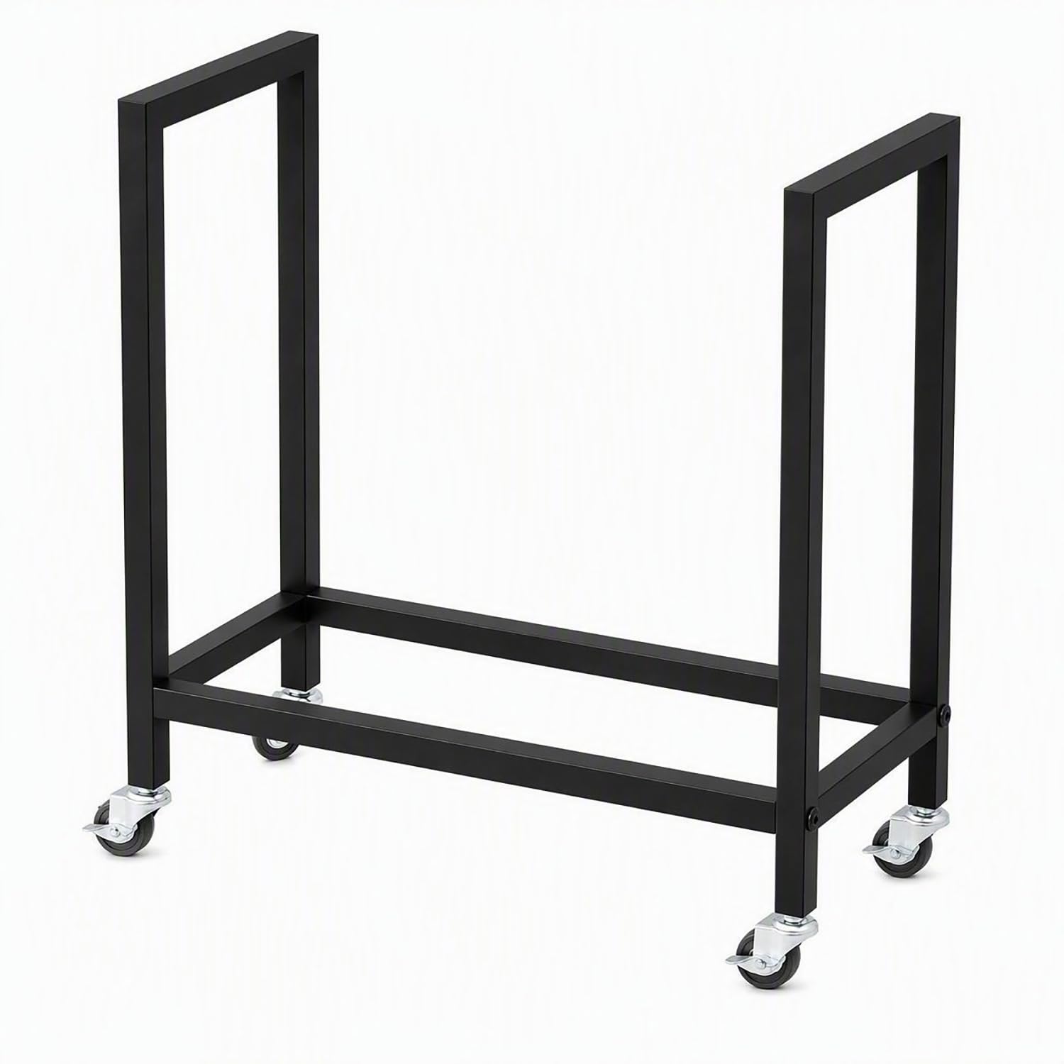Mobile Firewood Rack with Wheels, Heavy Duty Log Holder for Indoor Outdoor,Nero