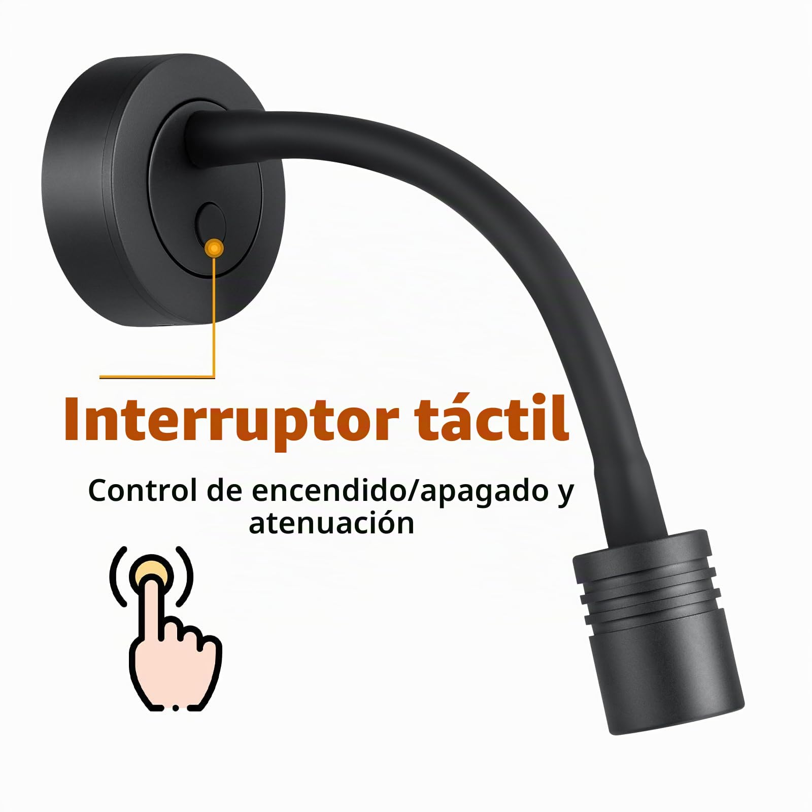 2 x Lámpara de lectura LED 12V Camper Junto a la Cama Negro Pared Regulable Flexible Cuello de Cisne DC 24V para Autocaravana Furgoneta Barco Cabina, Equipado USB & Pulsador Regulador