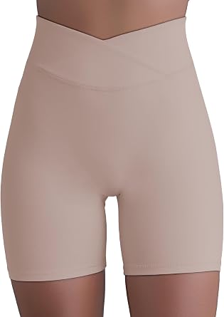 Sunzel Hidden Butt Lifting Scrunch Biker Shorts for Women High Waist Crossover Yoga Gym Workout Shorts with Tummy Control