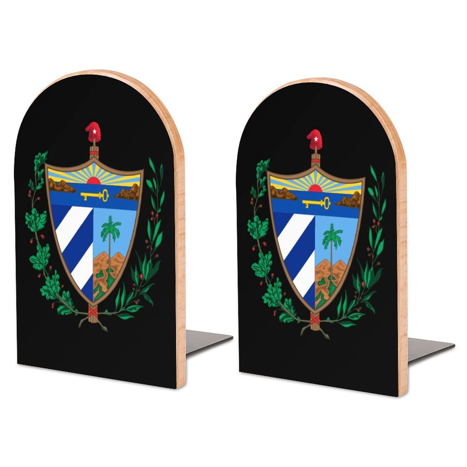 Coat of Arms of Cuba Bookends Heavy Duty Book Stand 1 Pair for Home Office Shelves Decorative