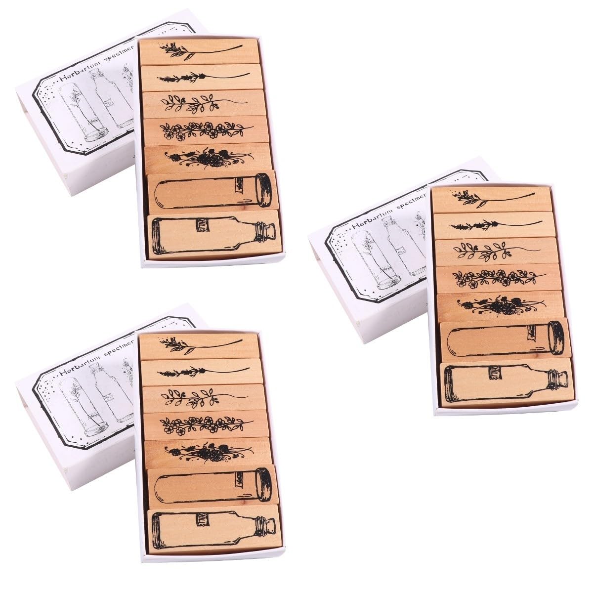 ARTIBETTER 3 Stück Vintage Holzstempel für Pflanzen Dekorative Stempel für Scrapbooking und Briefkarten Robustes Holzmaterial für Bastelprojekte Vielfältige Designs