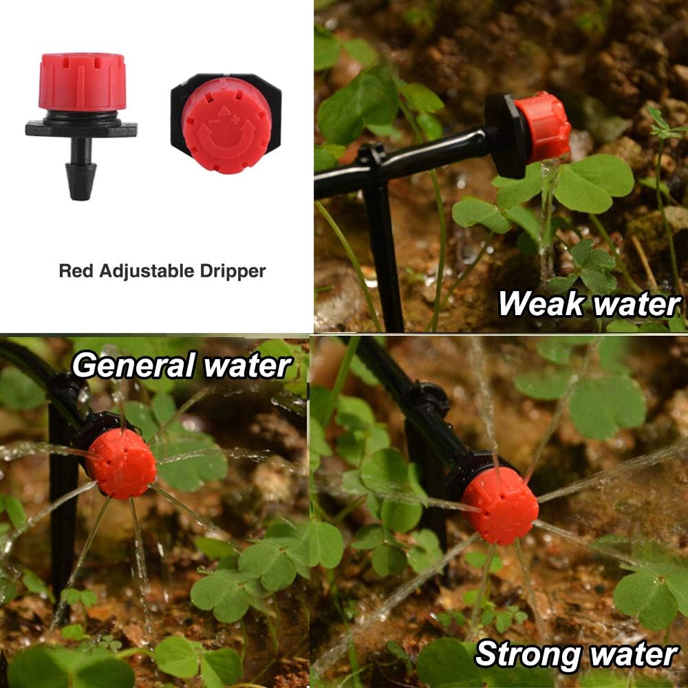 Kit de sistema de riego por goteo de 82 pies, sistema de riego de jardín con piezas de tubo de riego por goteo de 1/4 pulgadas, equipo de riego automático para plantas al aire libre, jardín,