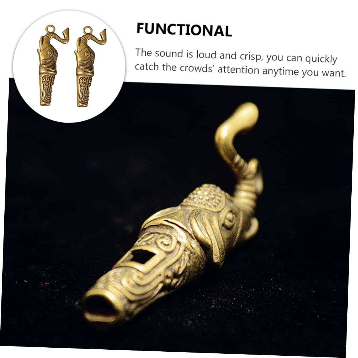 BCOATH 2Pcs Copper Elephant Whistle Keychain Pendant Decor Car Keychain Whistle for Emergency Sports Hiking Survival Durable Resistant Present for Teachers