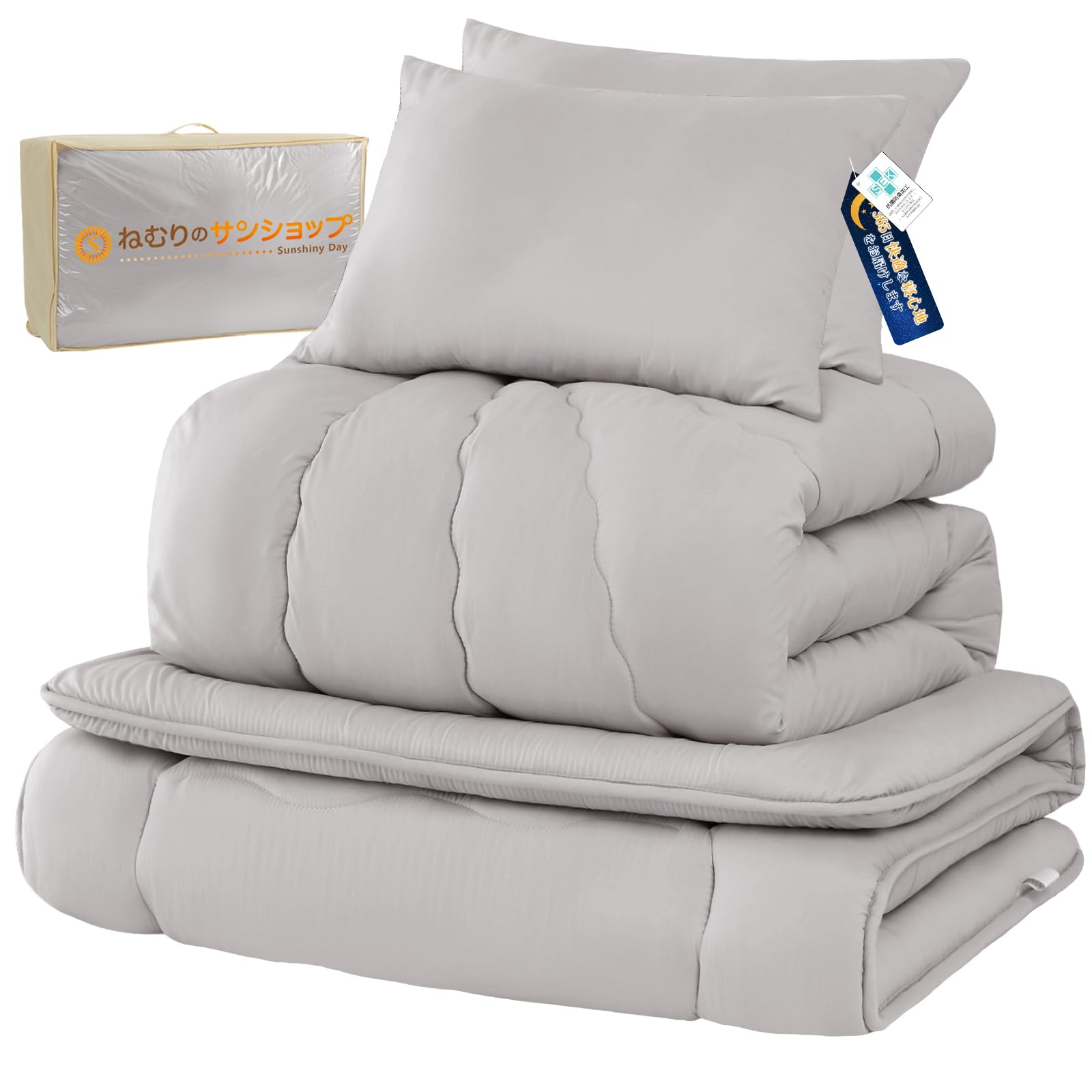 Futon Set, Double, 5-piece Set, Bedding Set, Washable, Comforter Set for Guests, SEK Certified, Antibacterial, Deodorizing, Dust Mite Resistant, High Density Solid Cotton, 3-Layer Matton, Filling 4.4-picture-27