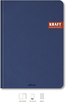 Le Color Kraft Office Notebook Checkered Navy Blue