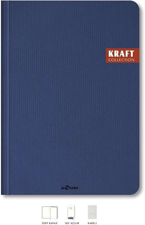 Le Color Kraft Office Notebook Checkered Navy Blue