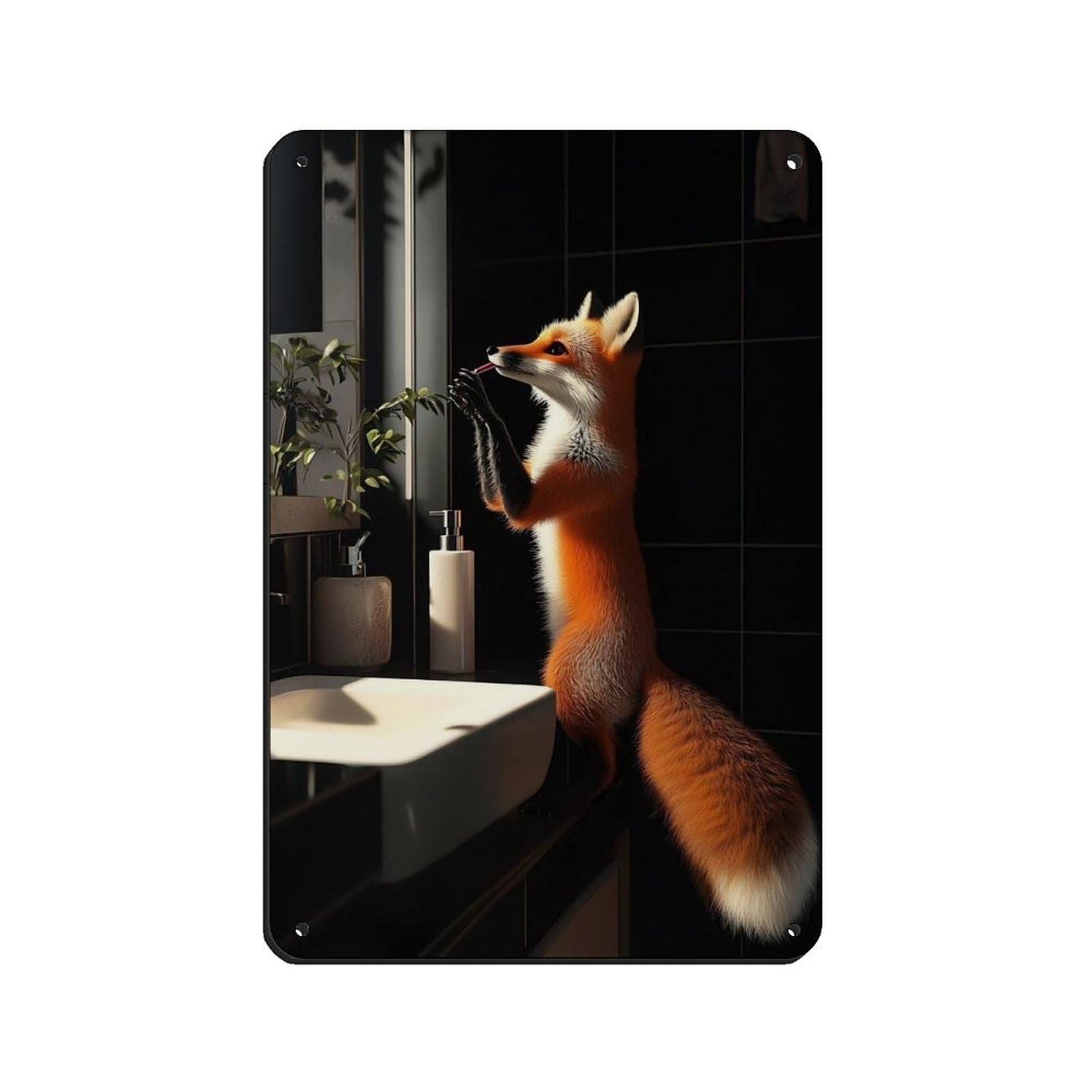 Adorable Fox, Cute Fox for Bathroom Retro Poster Metal Tin Sign Chic Art Retro Iron Painting Bar People Cave Cafe Family Garage Poster Wall Decoration 8x12inch(20x30cm)