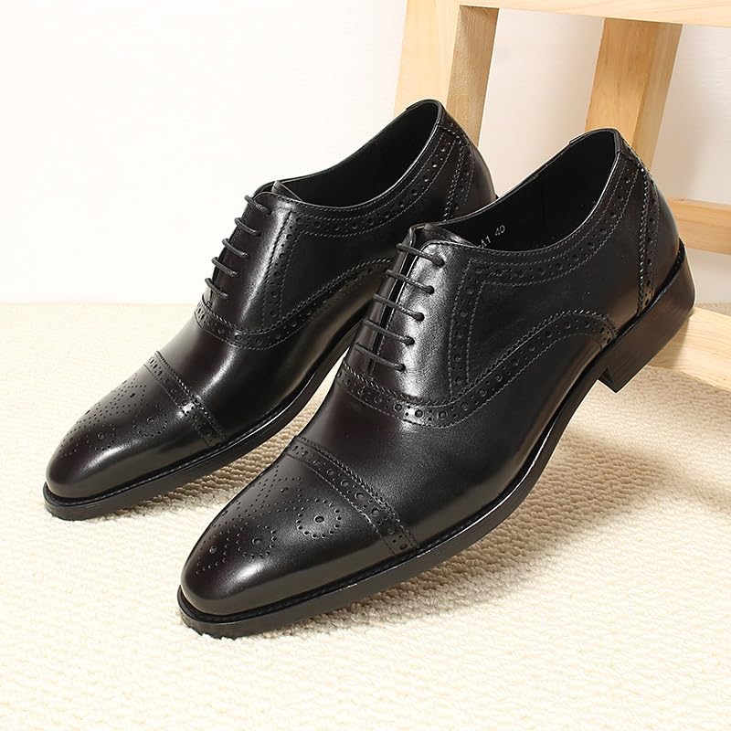 Designer Pointed Leather Shoes, Black Lace-up Brogue Shoes, for Mens Formal Wedding Prom Dress Oxford Shoes, Luxury Printing Men's Loafers Shoes2