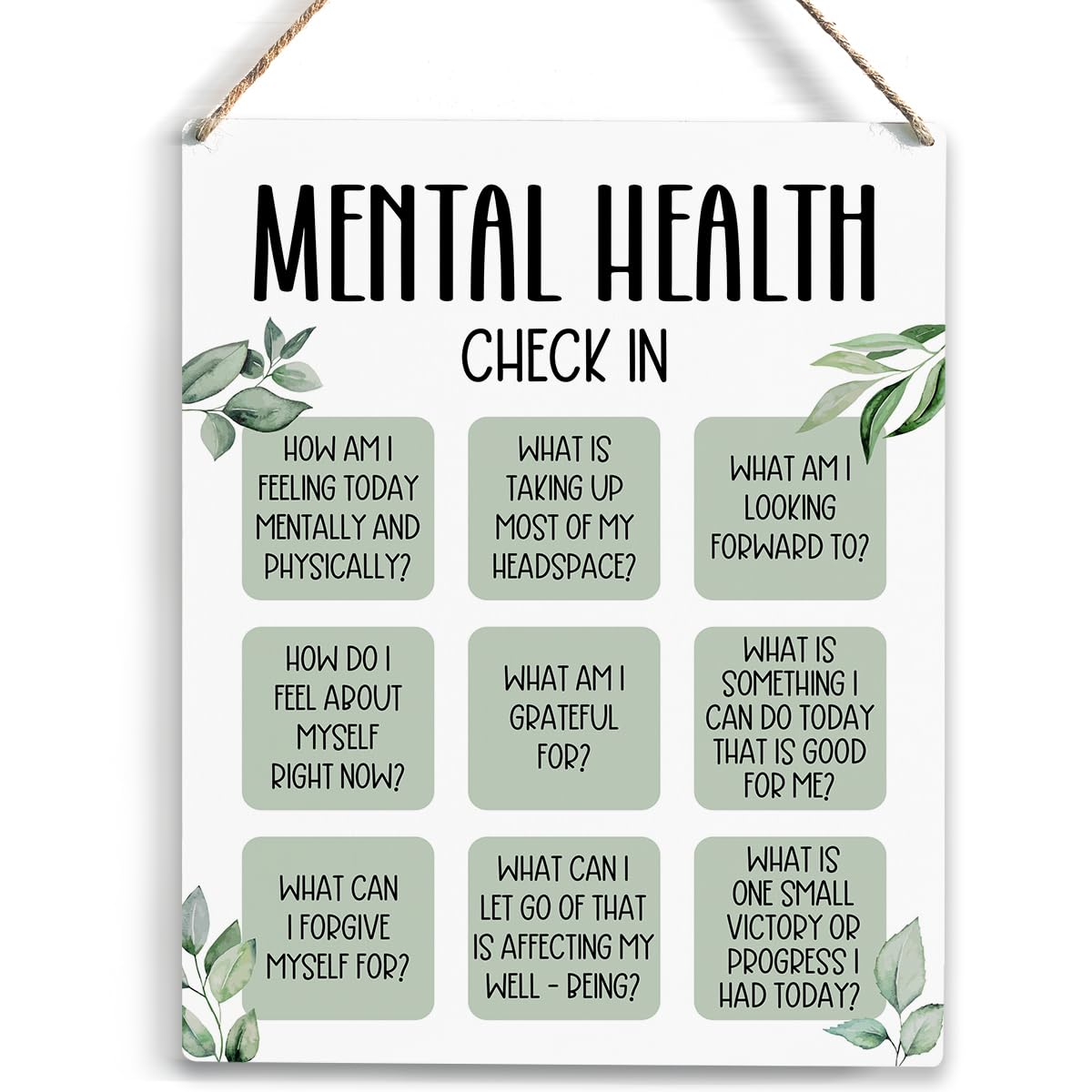 Wooden Anxiety & Psychotherapy Sign for Home and Office Mental Health Support (10x8 Inch)