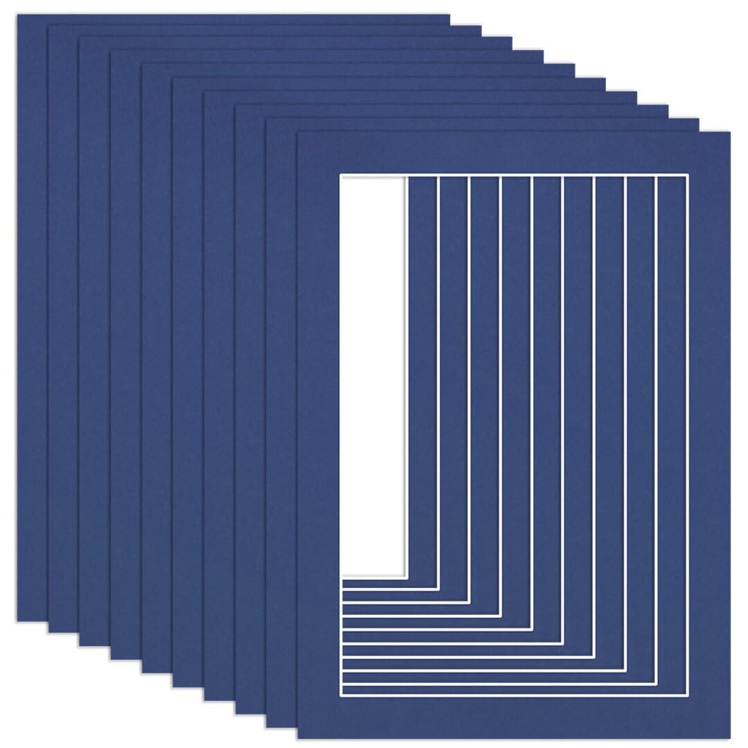 Procut Global 70x50cm Blue Picture Mounts to Fit 60x40cm Aperture - Precision Cut Cardboard Photo Mount - Ideal for Frames, Prints, Artwork & Certificates - Sizes & Colours Available - 10 Pack