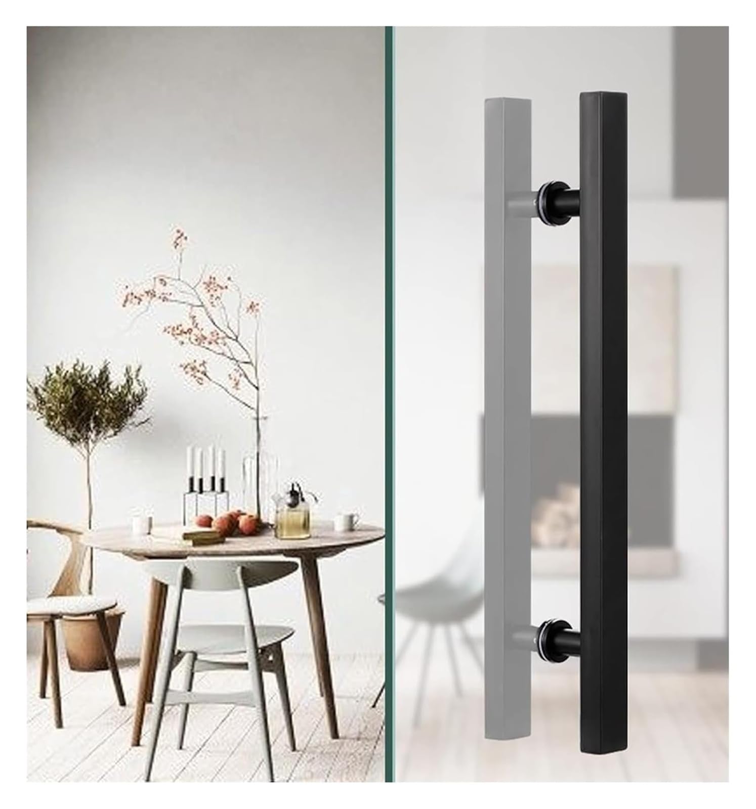 Manija de Puerta Corrediza, Manija de puerta de entrada de acero inoxidable, herrajes de granero de madera for puerta principal interior y exterior(Length 50cm(20inch))