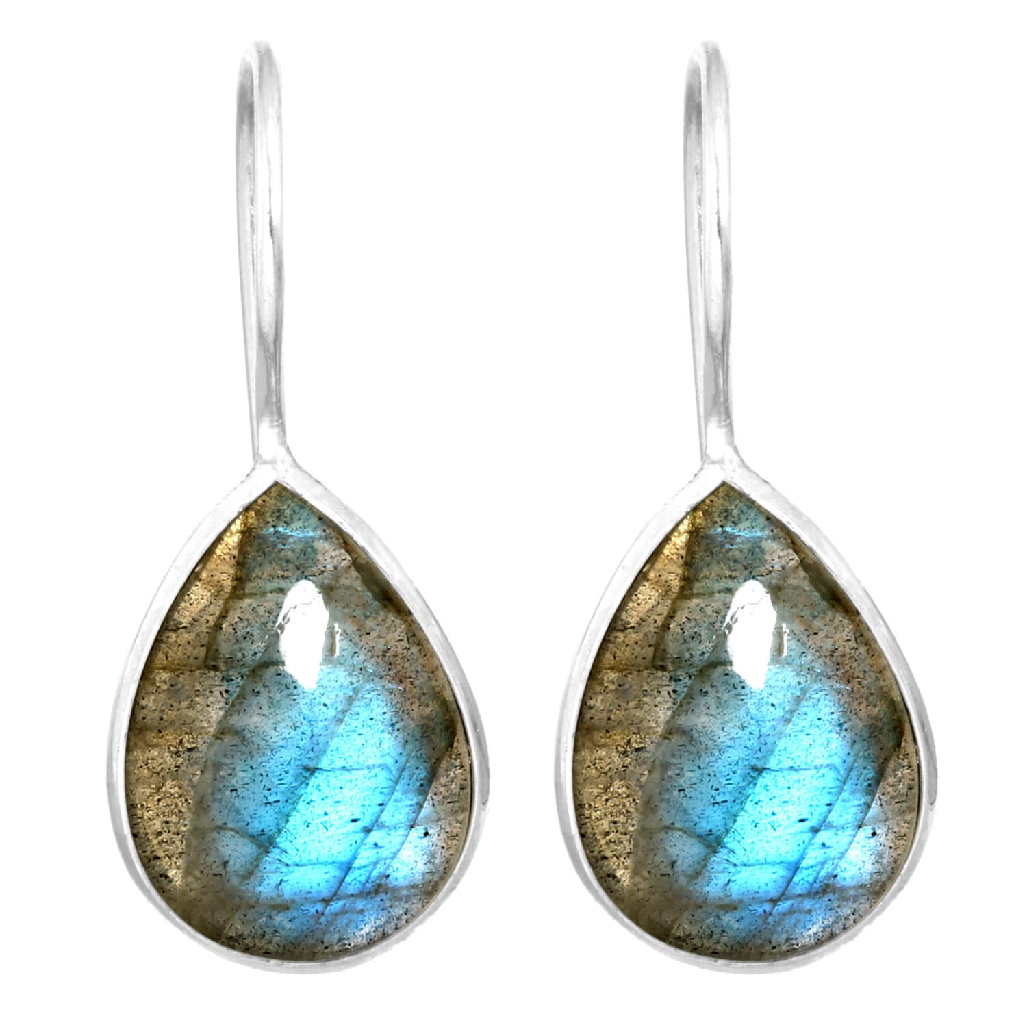 Handgemachte echte 925 Sterling Silber Tropfen Ohrringe Natürlicher Edelstein Onyx, Achat, Lapis, Karneol Birne Boho Schmuck für Frauen