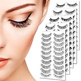 Goldrose Beauty 50 Pairs 5 styles Lashes Pack False Eyelashes Natural Look Wispies,Handmade Fake Eyelashes Extension,Fashion Thick Soft,Can be Reusabled,with a Free Stainless Steel Eyelash Tweezers