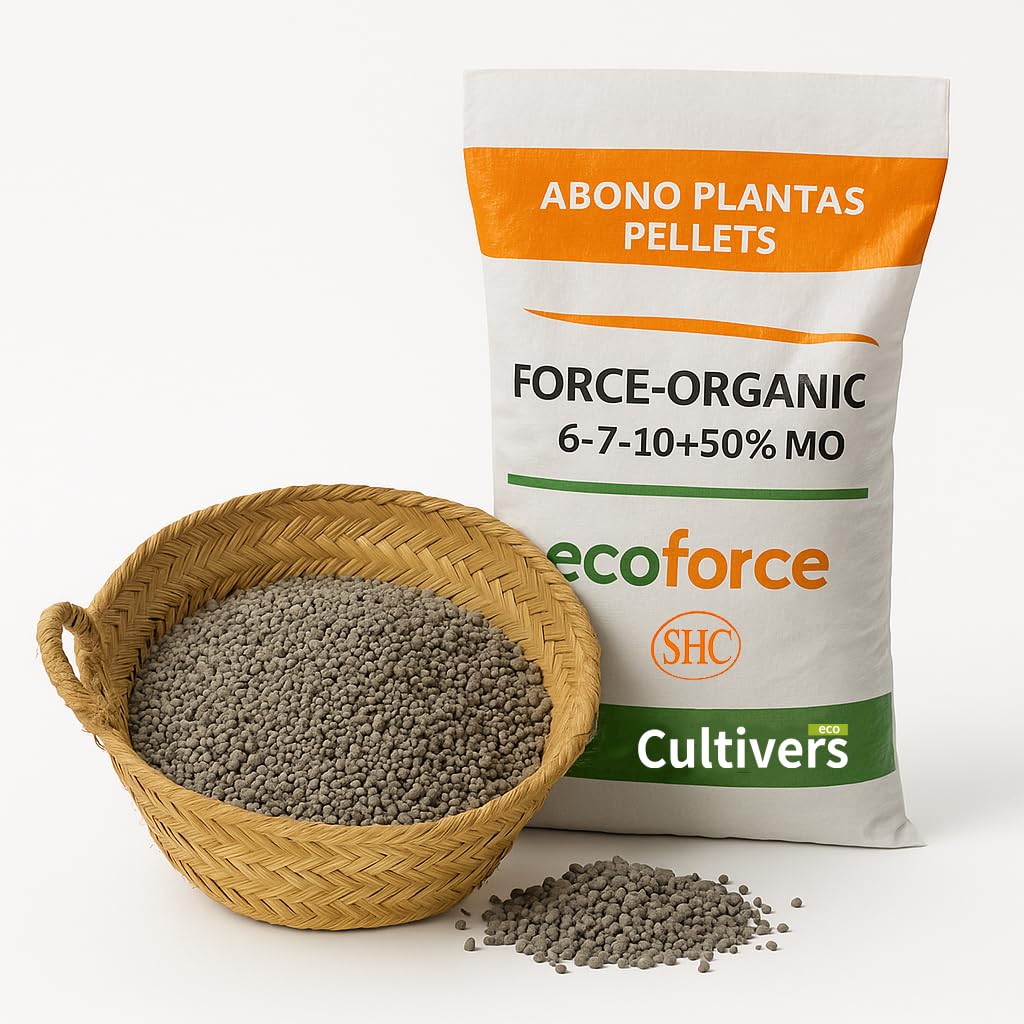 CULTIVERS Abono Pellets Plantas Ecológico 25 kg granulado Universal NPK 6-7-10 con Calcio Micros Materia Orgánica Húmicos para Huerto y Jardín Fertilizante Orgánico Natural para Cultivos (25 kg)