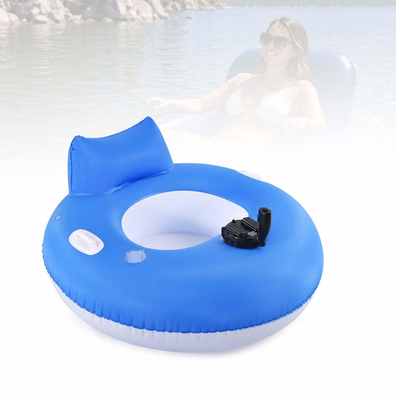 Float Elettrico per Adulti, Seduta Gonfiabile, Movimento 360°, Ricaricabile | Galleggiante Elettrico con Schienale Imbottito e Vassoio Portabicchieri, Carico 120 kg, Perfetto per Piscina Mare Lago