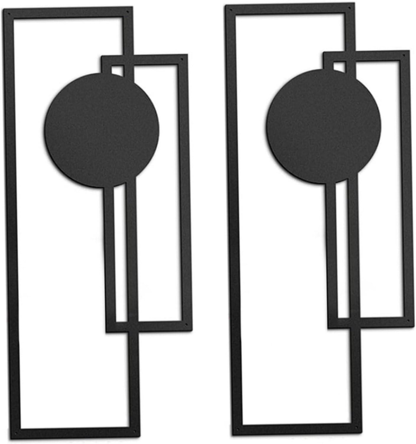 Decorazione da Parete in Metallo 2 Pezzi Nera Moderna