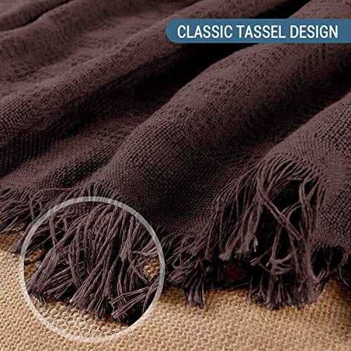 TAOCOCO Geometrical Weave Sofa Cover, Home Décor Couch Slipcovers with Tassels, Couch Covers for 3 Cushion Couch, Couch Protector, Sectional Couch Covers for Home or Workplace (90\" X133\", Dark Brown) - Thumbnail 6