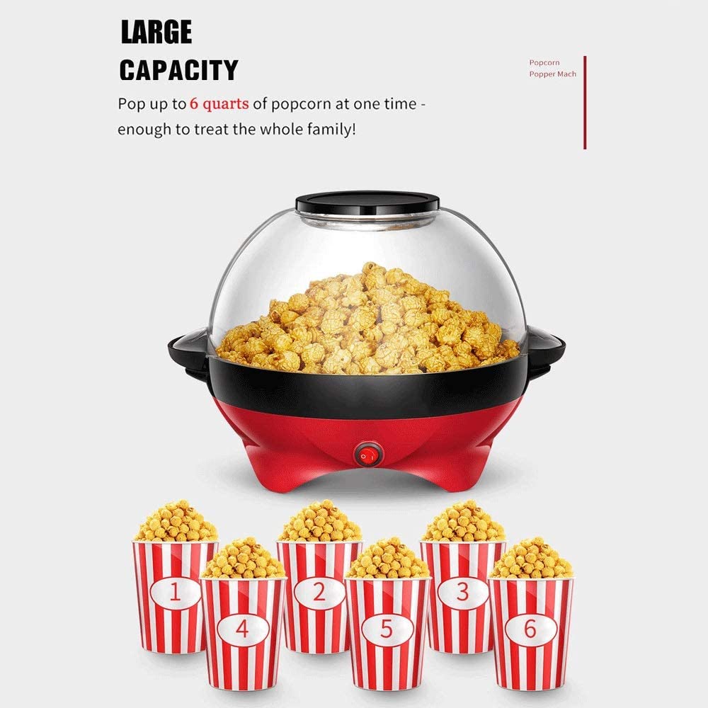 Maszyna do popcornu o mocy 800 W, powłoka nieprzywierająca, mieszanie elektryczne z technologią szybkiego nagrzewania, uchwyty Cool Touch