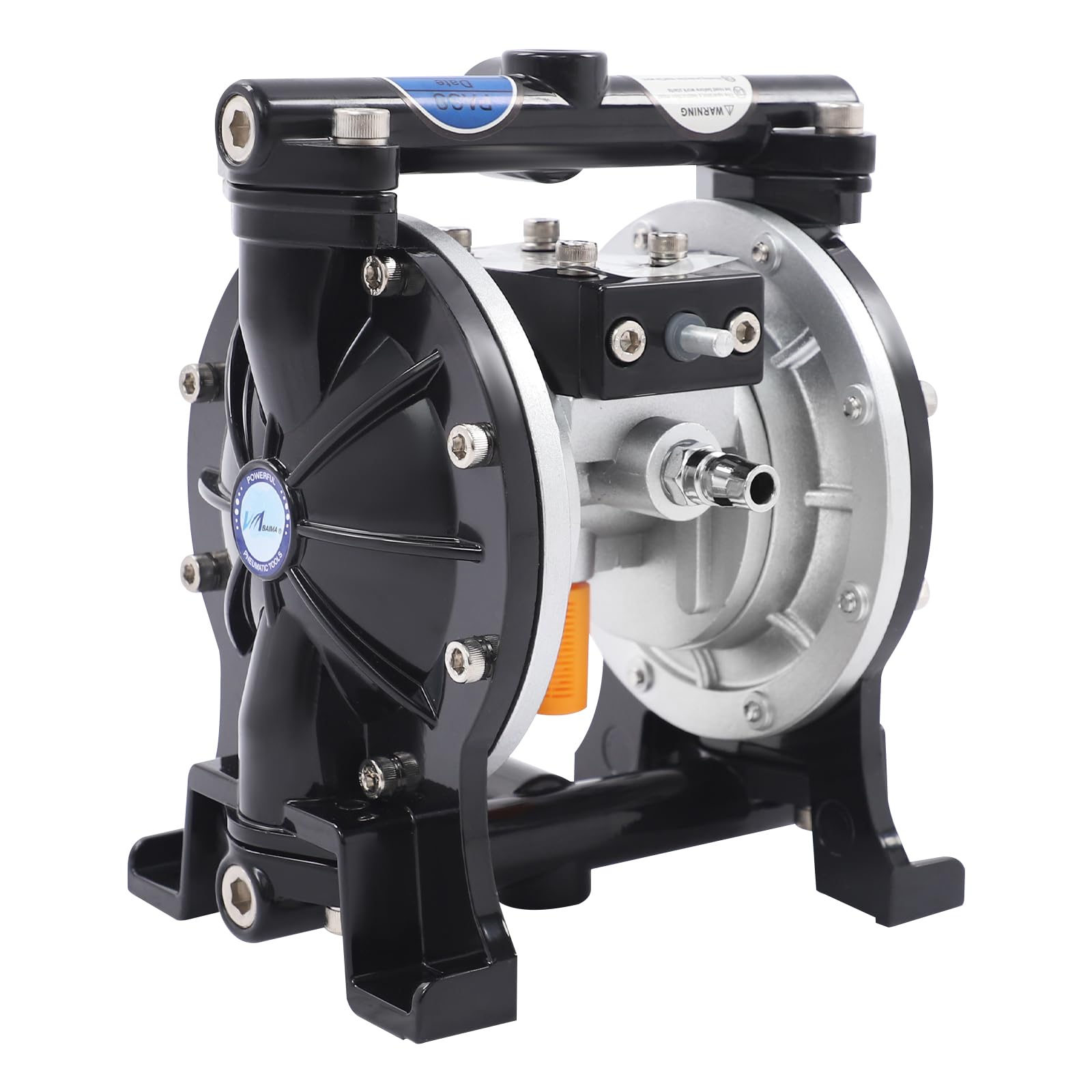 Air Operated Double Diaphragm Pump - Black Aluminum Alloy Pneumatic Diaphragm Pump for Industrial Fluid Regulation, Technicians