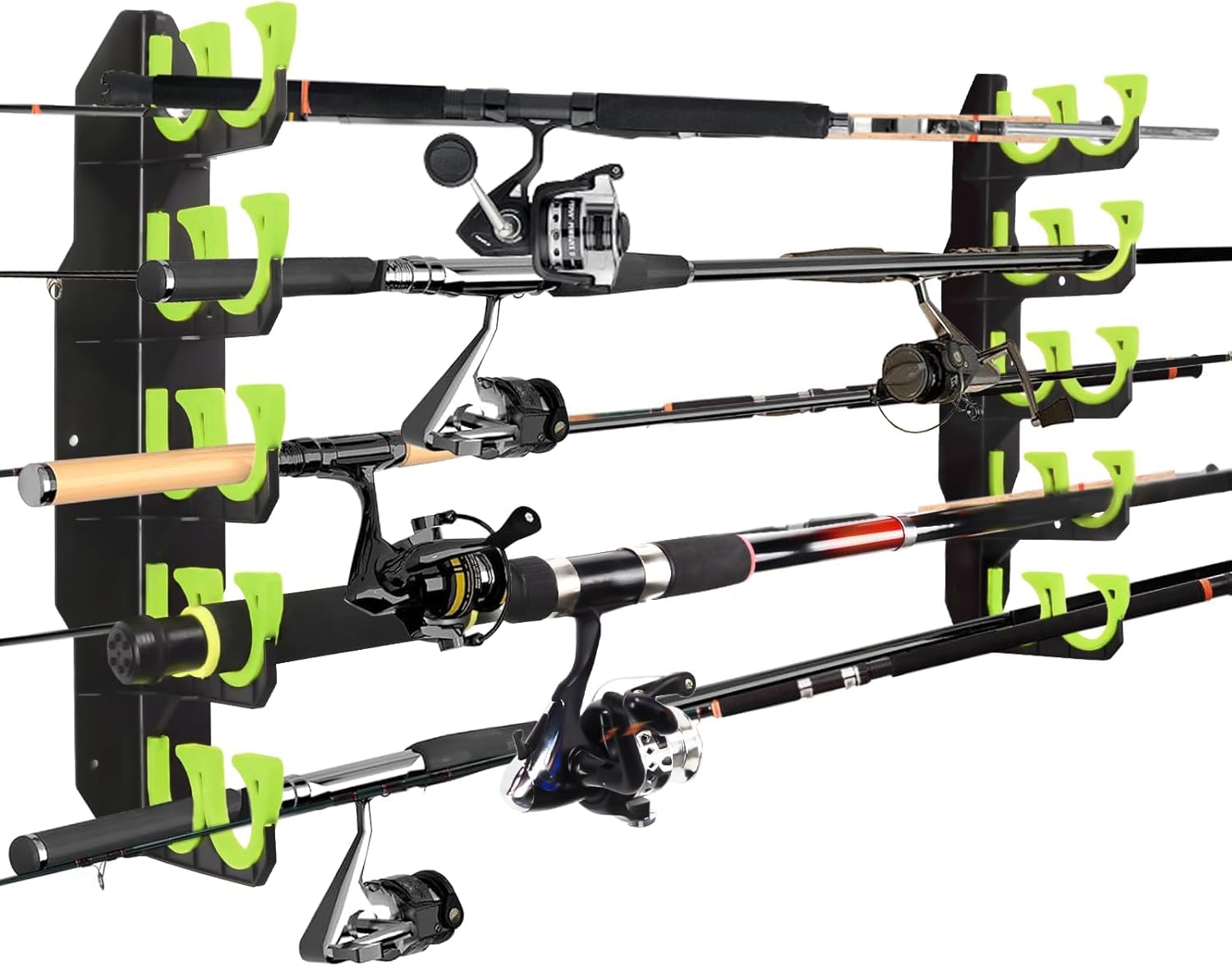 BOOSTEADY Fishing Rod Rack Angelrutenhalter Stangenhalter Angelrutenständer für die Garage, Wandhalterung Deckenhalterung für Angelruten, Angelausrüstung als Geschenk für Herren (1, Grün)