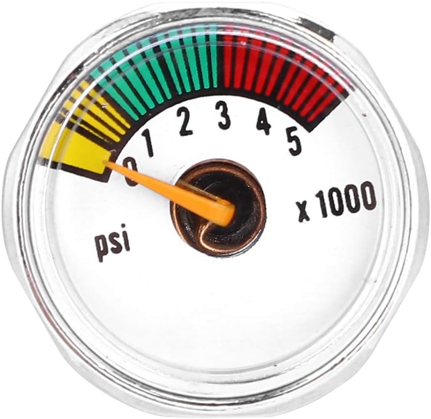 Alloy 3000 Psi &5000 Psi Micro Paintball Air CO2 Tank Pressure Gauge 1/8NPT Threads One Piece All Brass 3000psi Mini Micro Gauge-Sliver 5000psi 1/8NPT