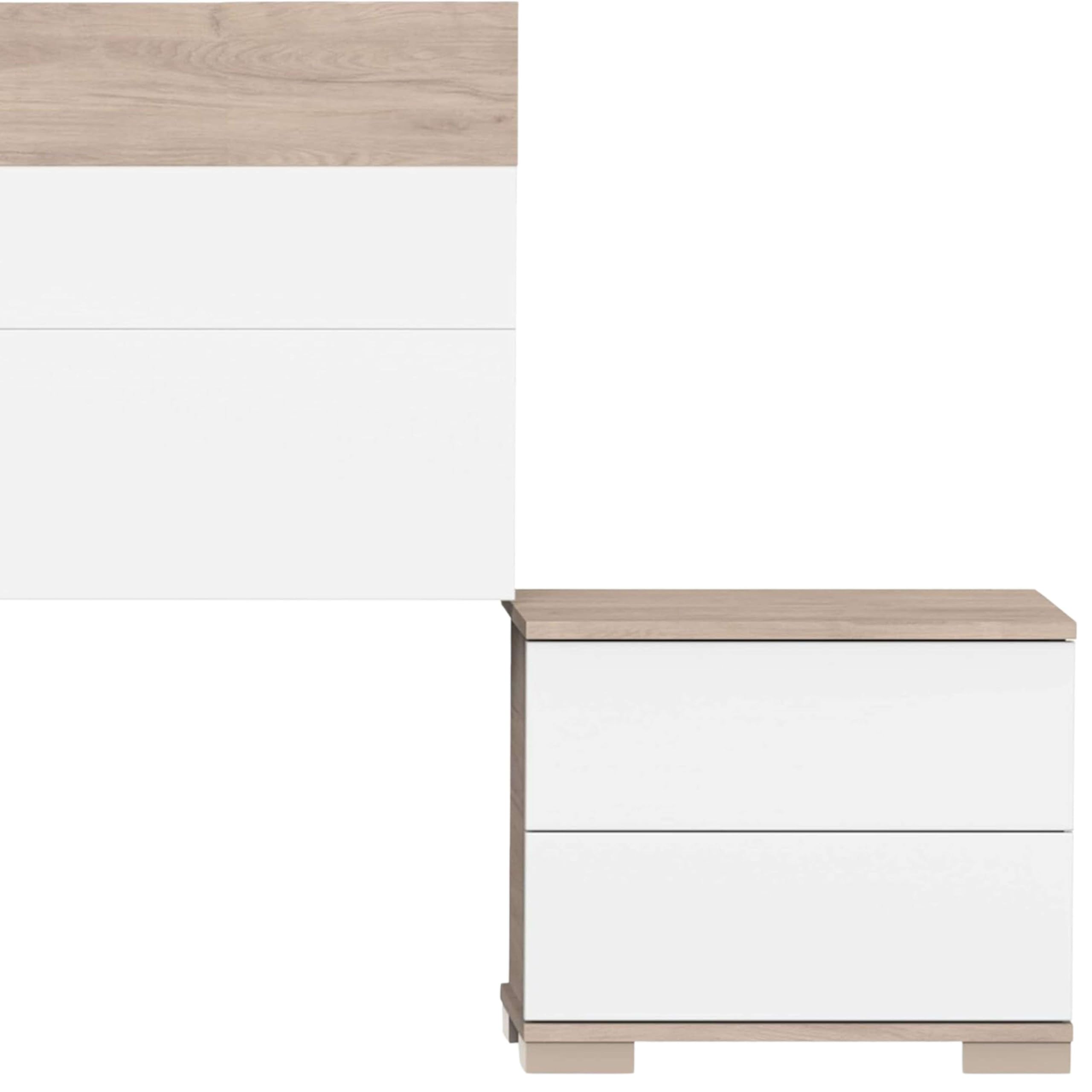 Miroytengo Pack Habitación Matrimonio Onix Blanco Y Roble Camas 150 cm (cabecero+mesitas+Armario)