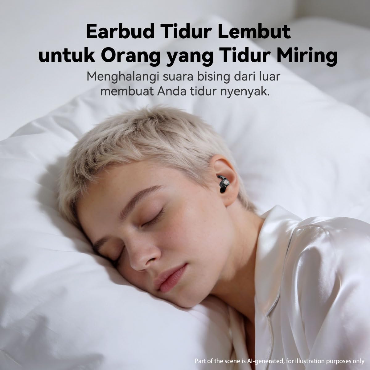 NE76 Écouteurs de sommeil Bluetooth de 15,2 cm, traduction IA en temps réel, 150 langues, mini écouteurs étanches pour dormeurs latéraux pour voyage, éducation, réunions d'affaires, noir
