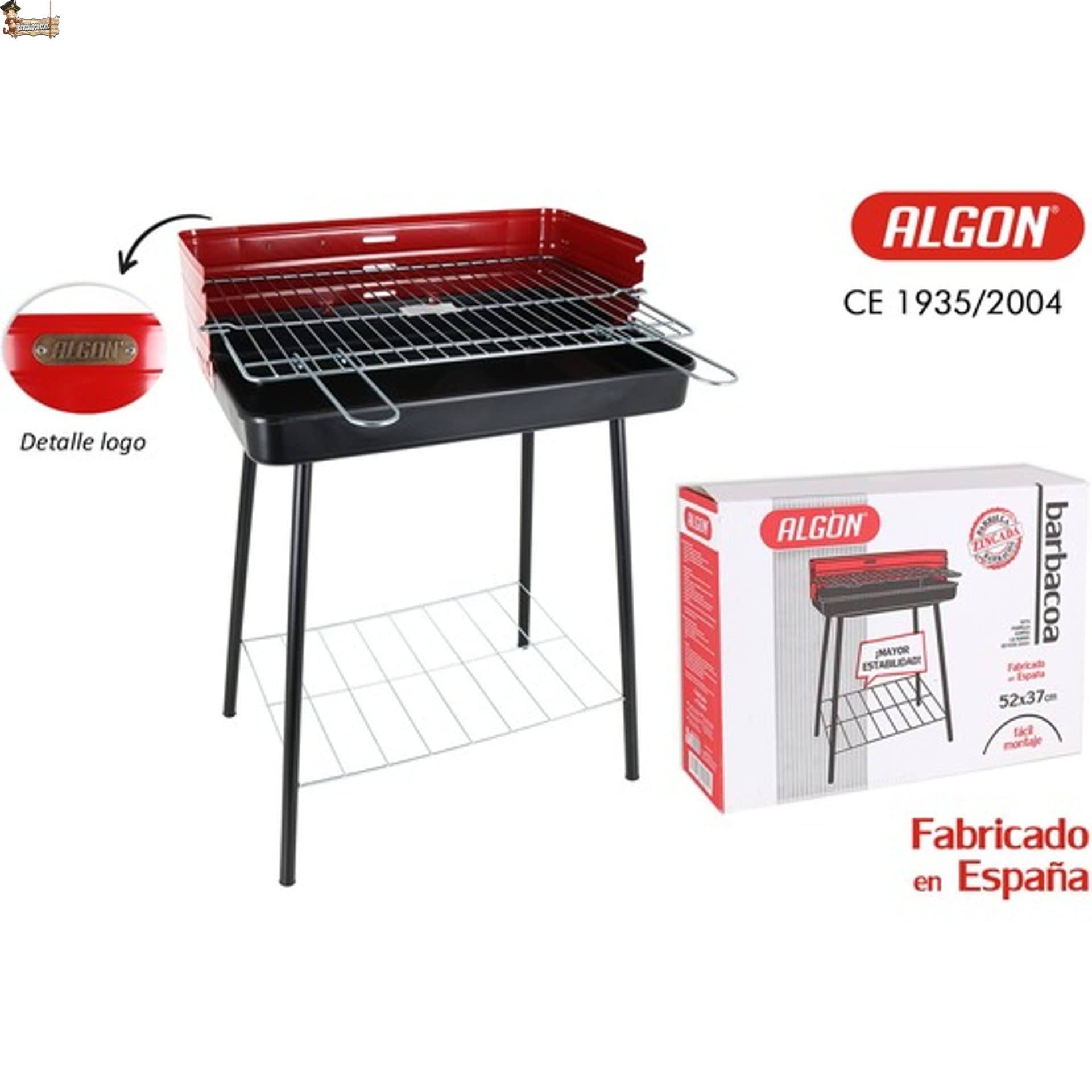 BricoLoco.com Barbacoa carbón con parrilla. Ligera y fácilmente portátil. Con patas y rejilla de refuerzo. Parrilla incluida. Para terraza, balcón, patio, jardín.