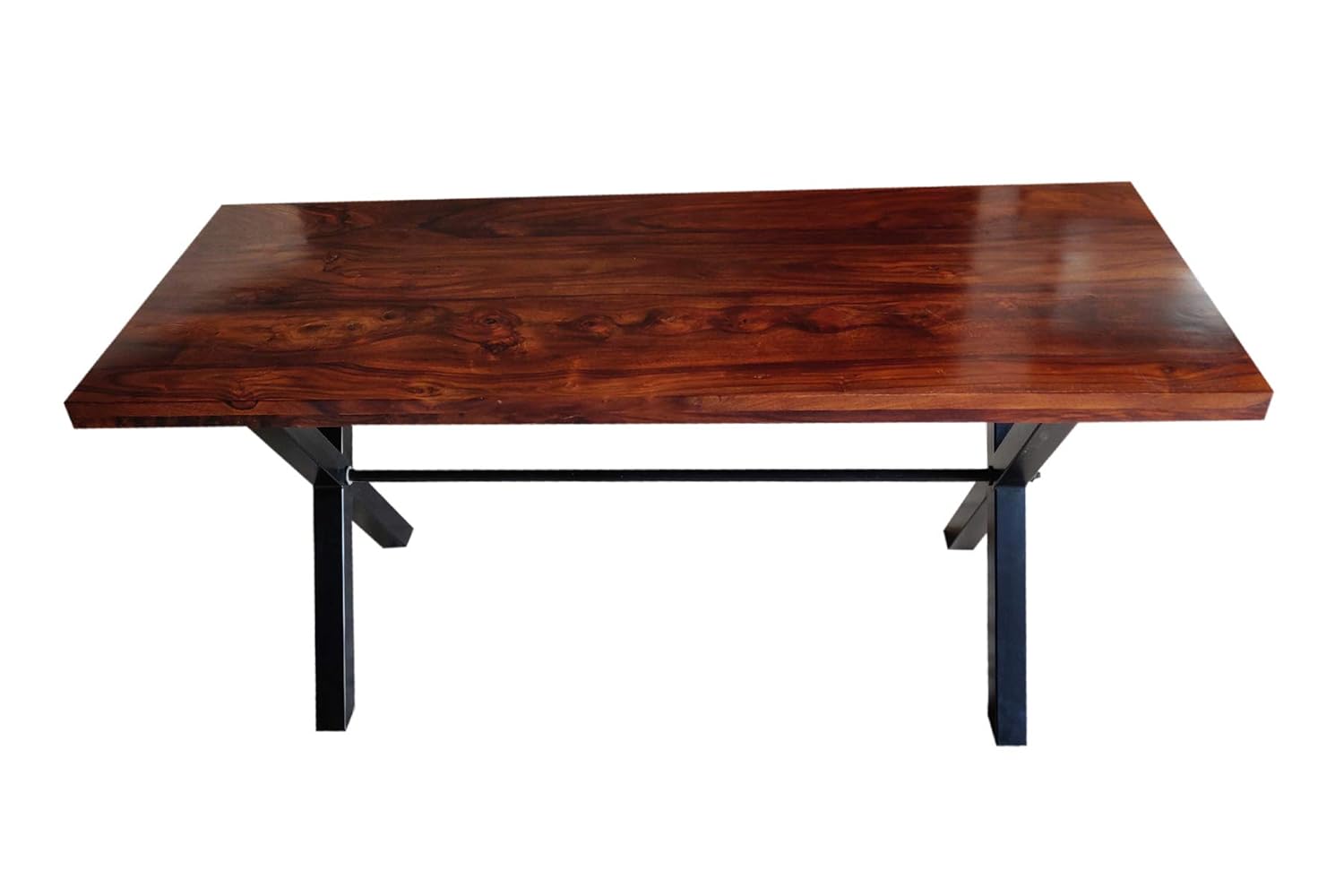 Soni Art Exports Brown & Black Color Wooden + Iron Dining Table