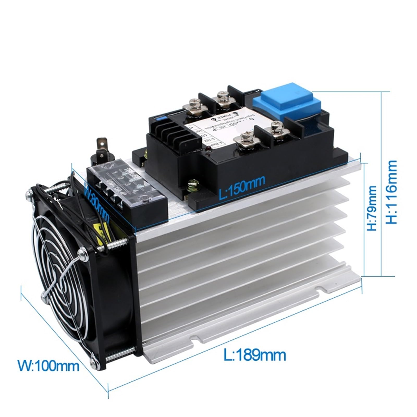 Relè a stato solido Modulo regolatore di tensione CA monofase 220V 380V 150A 180A 200A Modulo regolatore di potenza con isolamento completo migliorato con dissipatore di calore(150A,220V)